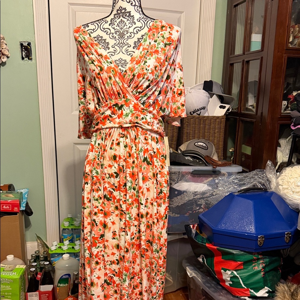 Kiyonna Vibrant Floral Long Sleeve Dress